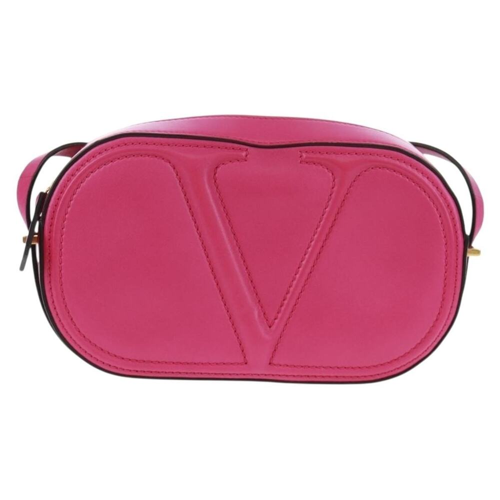 Valentino Leather V Logo Walk Shoulder Bag Pink